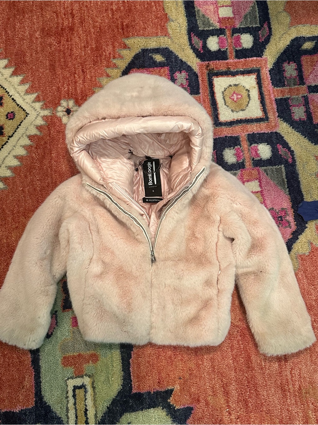 Bomboogie Girls Hooded Puffer Jacket - Soft Pink